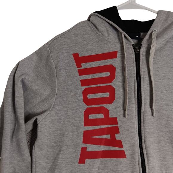 Tapout Sweatshirt Hoodie Mens Medium Gray Logo MMA Spell Out Full Zip - Picture 1 of 13